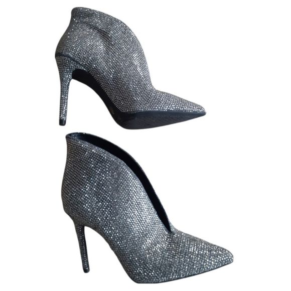 *NWOT* JESSICA SIMPSON Lasnia Pewter Multi Glitter Gabor Encrusted Ankle Bootie - Picture 4 of 9